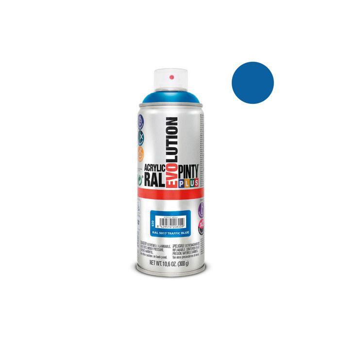 Glossy Acrylic Spray Paint 400ml Traffic Blue RAL 5017 - Pinty Plus