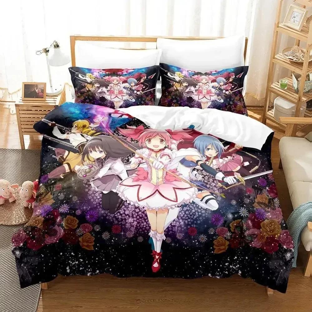 Puella Magi Madoka Magica Cartoon Comfortable Duvet Quilt Cover Pillowcase Bedding Set Children Bedroom Decoration Home Textile