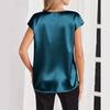 Damen Oberteile Mode Lässig V-Ausschnitt Kurzarm Bluse Business Lässige Oberteile Satin Seide Sommerhemd Arbeits Tuniken Oberteile