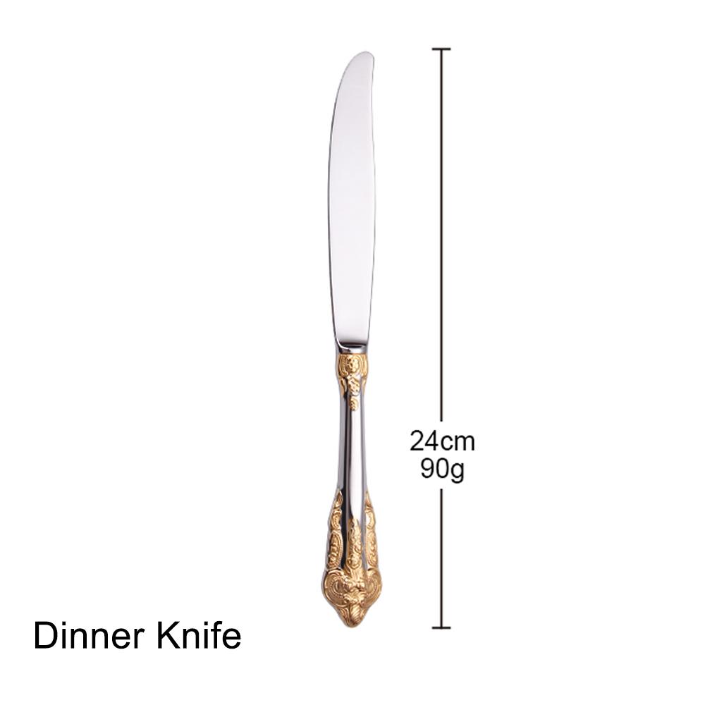 1 Pieces Luxury Gold Plated Cutlery Set Vintage Western Stainless Steel Tableware Wedding Engraving Dinnerware Knife Fork Spoon