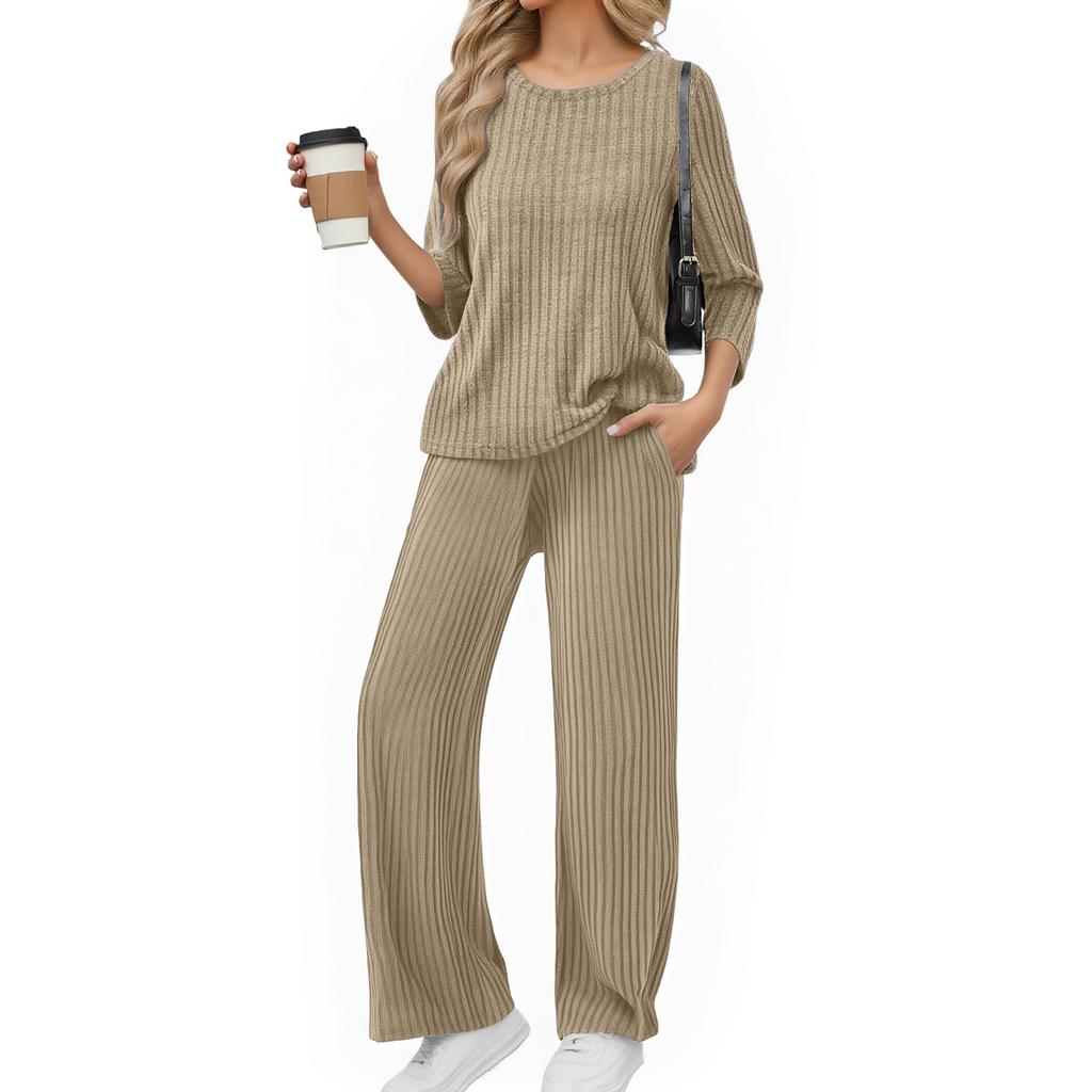 Women's Casual Fashion Comfortable Tops And Pants Home Pajamas Set