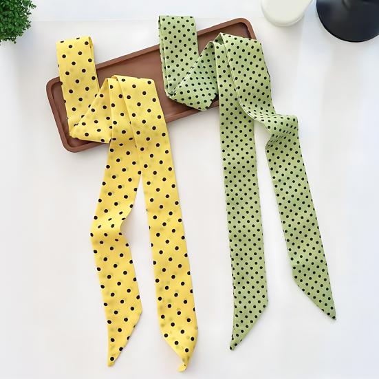 Silk Scarf Dot Print Vintage Style Soft Fabric Neck Scarf Slim Striped Lightweight Breathable Scarf Versatile Neck Accessory