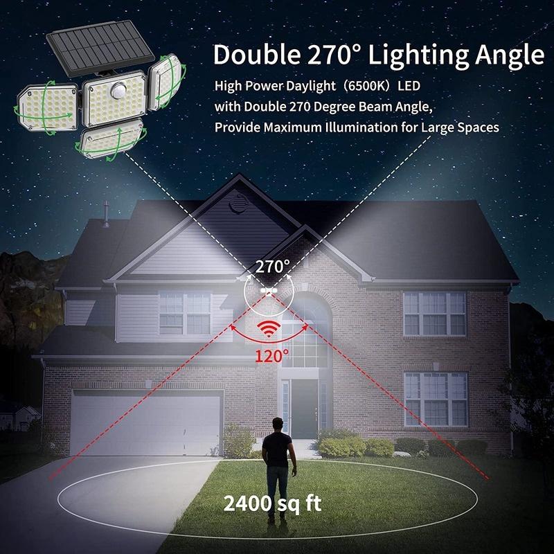 182/50 LED Wall Lamp with Adjustable 4 Heads Security Flood Light Remote Control Lighting IP65 Waterproof with 3 Working Modes