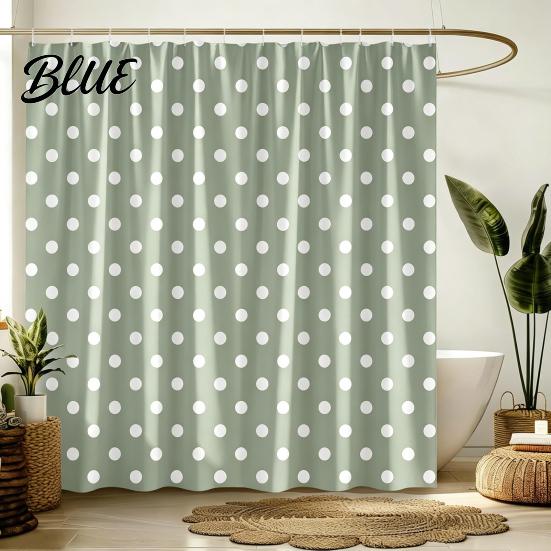 Standard Size Shower Fabric Bathroom Dot with Curtain Curtains Polka Hooks Waterproof Curtain Retro Bath Modern Decoration Accessories for