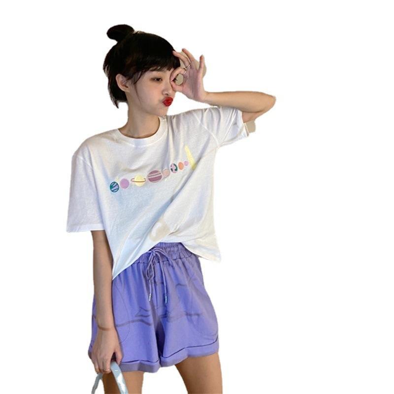 Embroidered Short-sleeved T-shirt for Women's Summer New Loose Student Women's Top