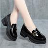Women  Spring Autumn Deep Mouth High Heels Loafers Patent Leather Chunky Platform Pumps Slip On Black Office Mary Jane Shoes