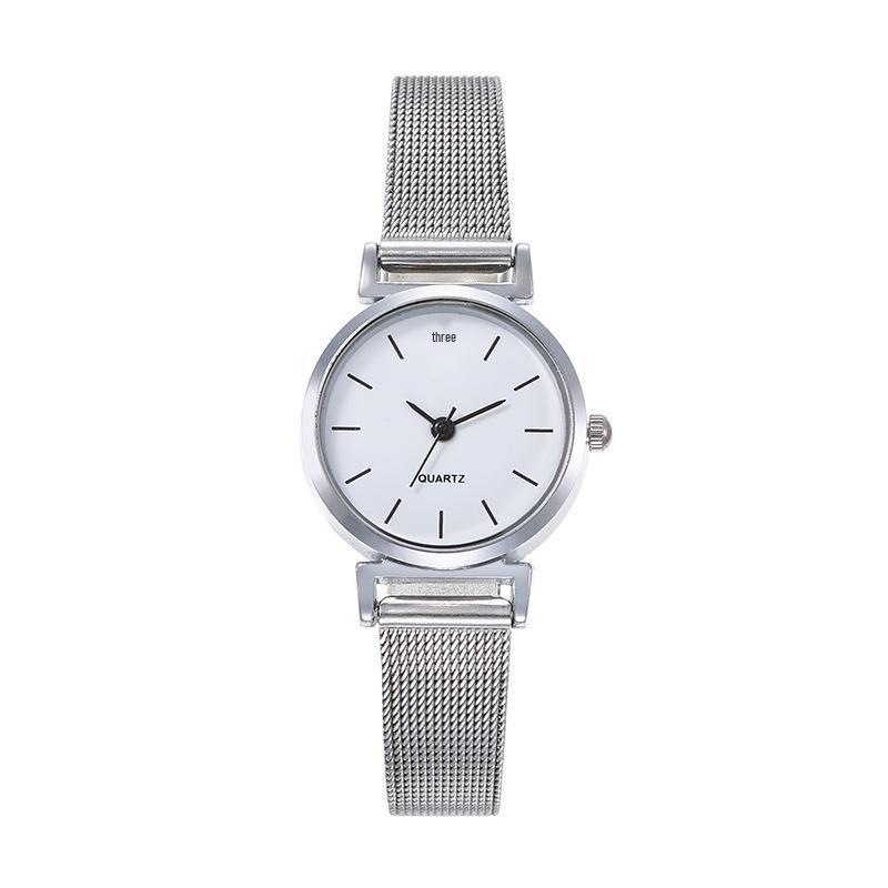 Women's Small Dial Mesh Band Quartz Watch: Stylish & Simple for Students