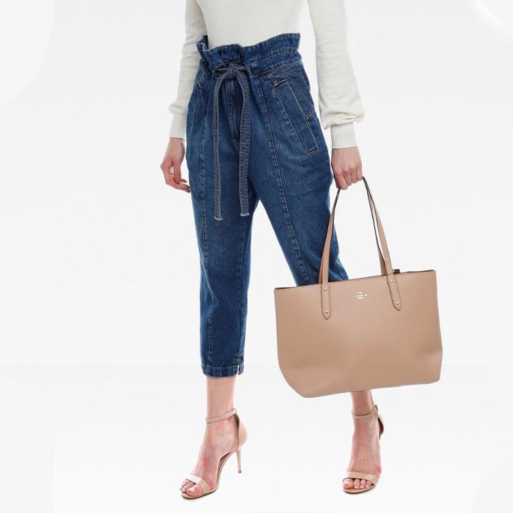 New COACH Central Polished Pebbled Leather Tote Bag Shopping Bag Shoulder Bags Women's Nude Pink 69424-GDEQO