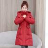 Fashion women's winter cotton-padded clothes, medium and long hooded waist cotton-padded jackets, temperament commuting versatile models