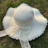 Women Bow Decor Wide Brim Sun Hat No Strap Outdoor Travel Beach Casual Sun Protection Hat Ladies Fashion Daily Vacation Headwear