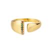 Rainbow Zircon Letter Rings For Women Mote Chunky Bred Letter AZ Rustfritt stål Ring Bryllup Boho Smykker Gave 2024