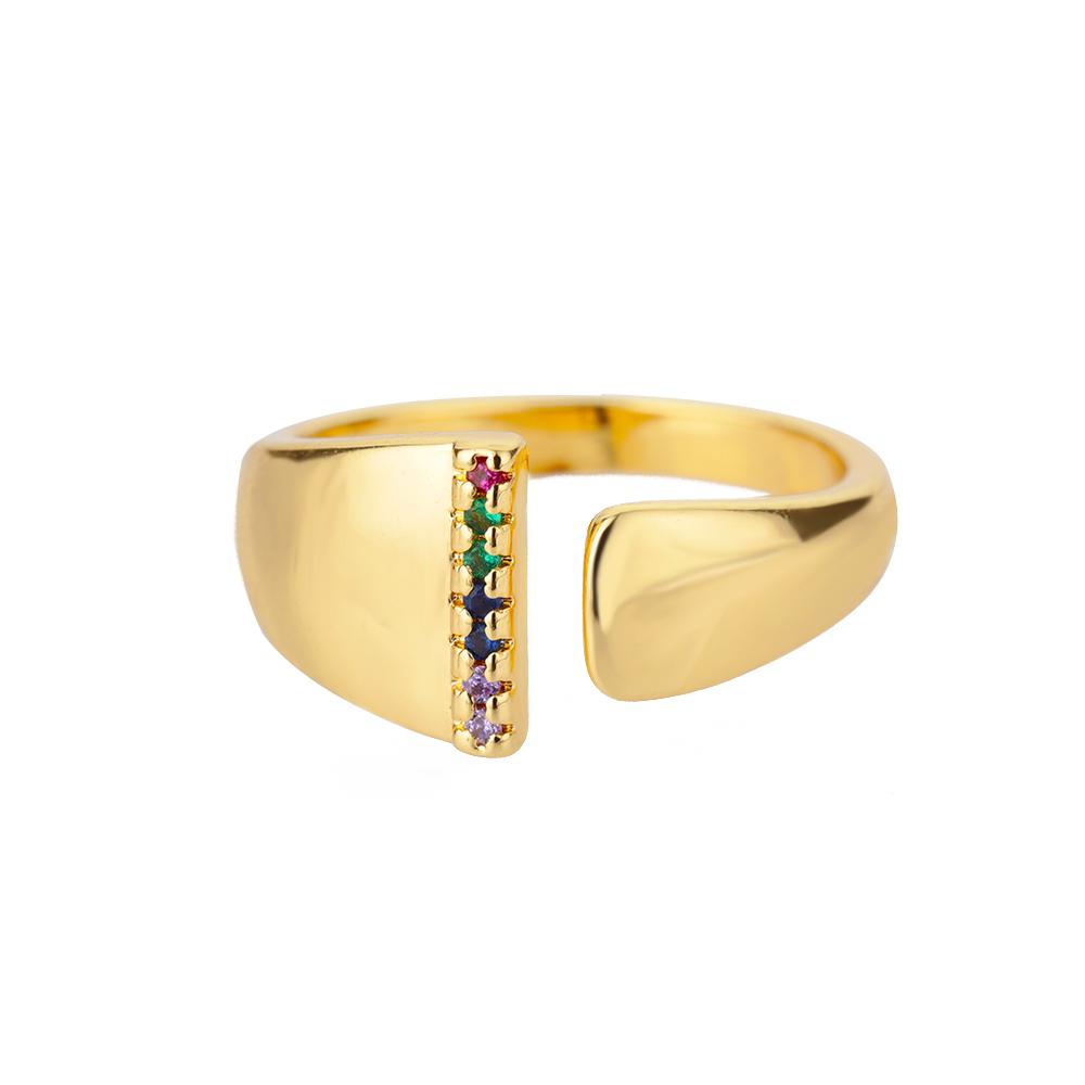 Rainbow Zircon Letter Rings For Women Mote Chunky Bred Letter AZ Rustfritt stål Ring Bryllup Boho Smykker Gave 2024