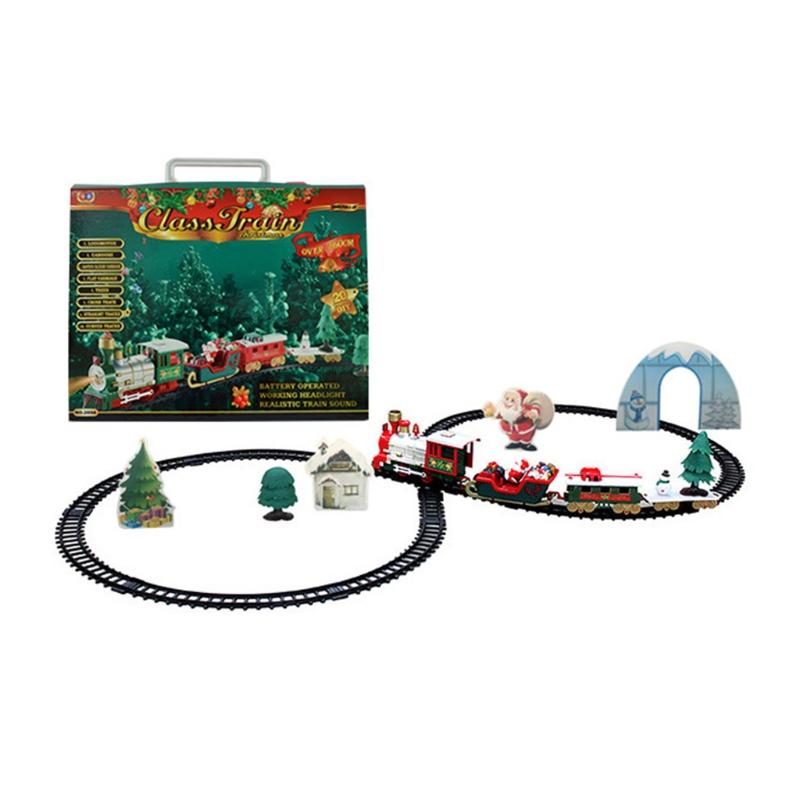 Electric Train Set Safe Realistic Railway Train Christmas Battery-Powered Santa Claus Train Toys Ornaments for Kids Gift