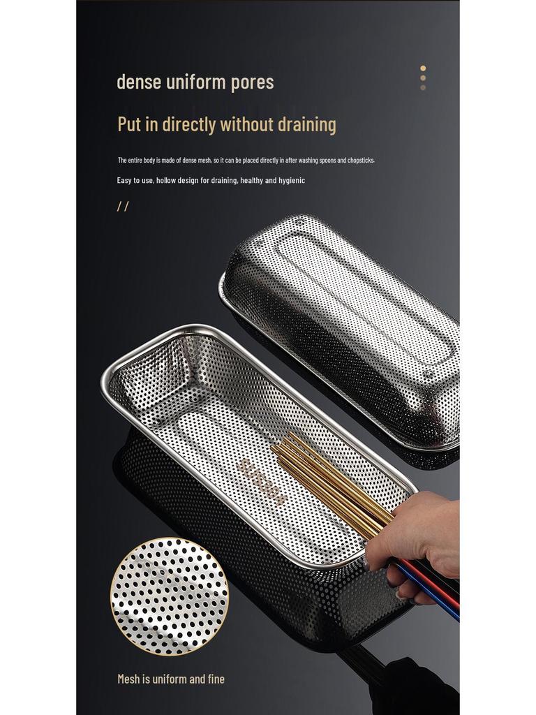 Stainless Steel Chopstick & Utensil Holder with Draining Rack and Sterilizer