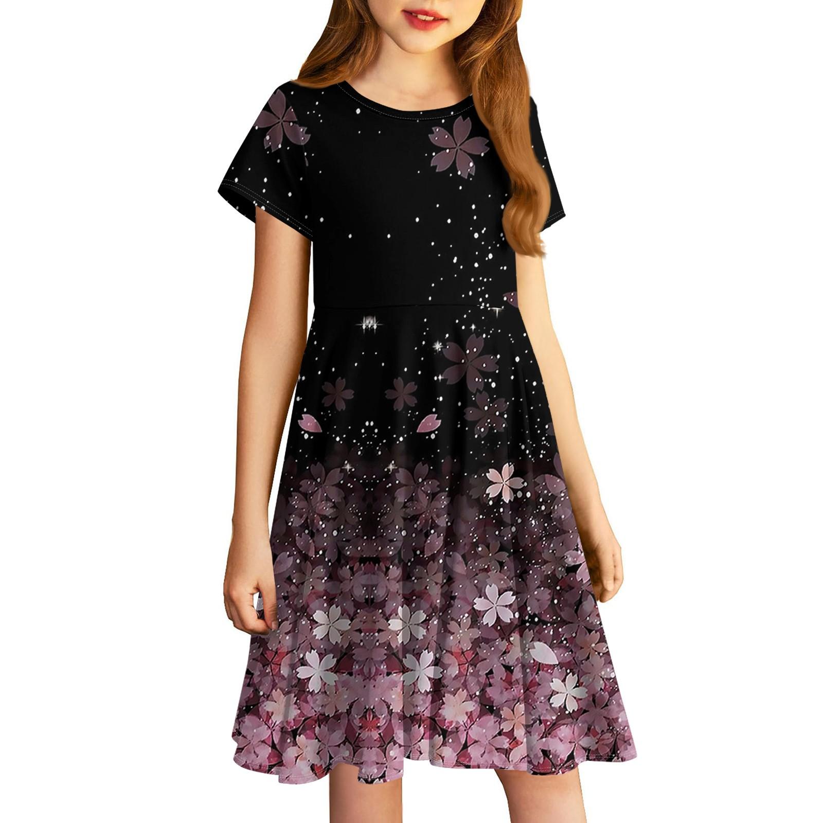 

Юбки для девочек, маленькие цветочные платья с милыми принтами, юбки для детей 100 чёрный