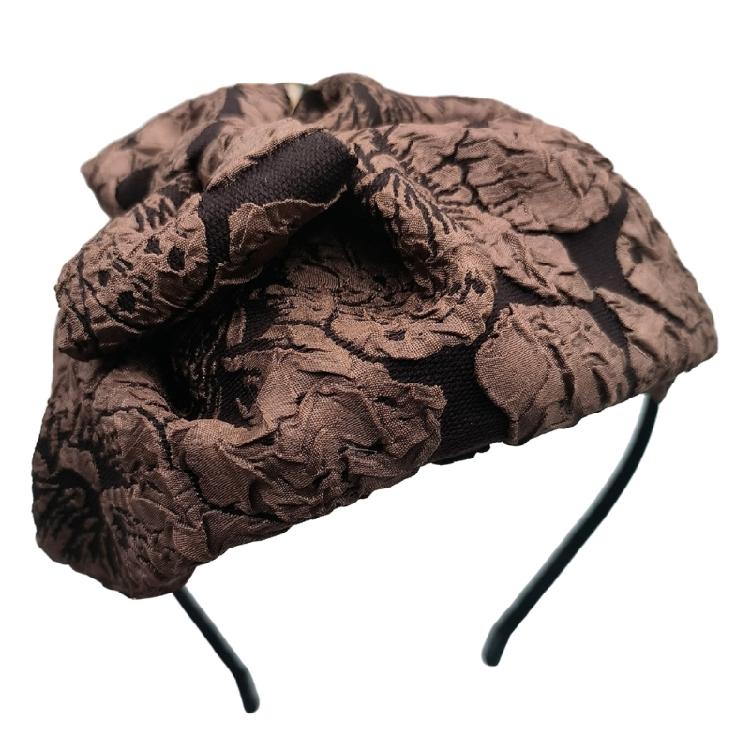 Textured Bowknot Fascinator Dark Hairpiece for Costume Parties Studded with Bowknot Headband for Wedding