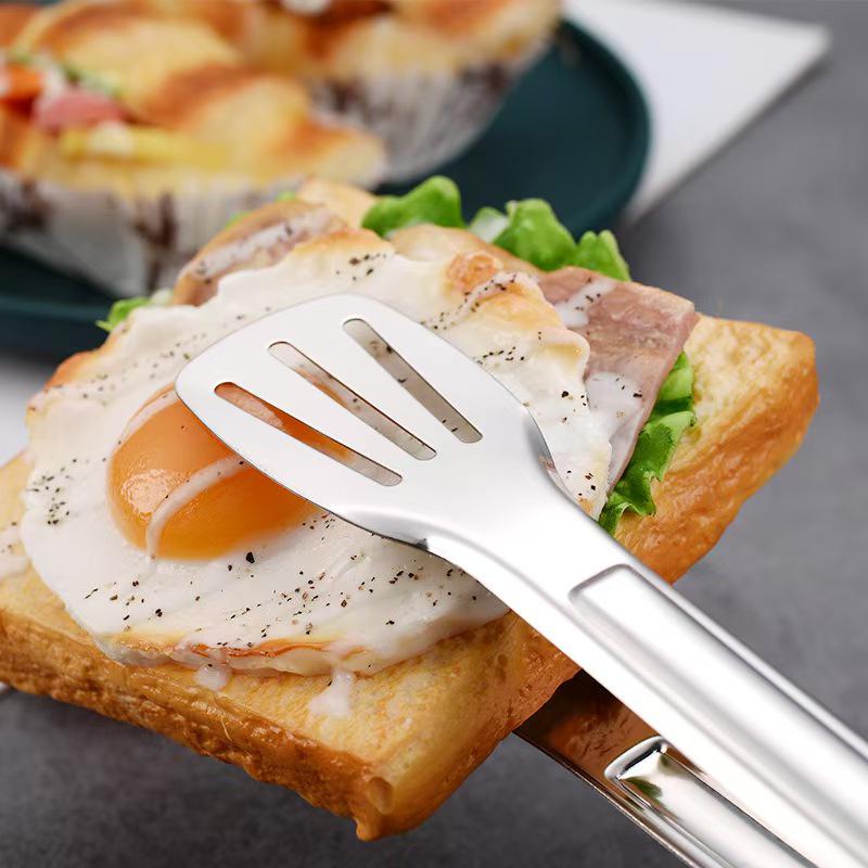 Heavy-Duty Stainless Steel 304 Tongs for Barbecue, Bread, Steak, and Roasting.