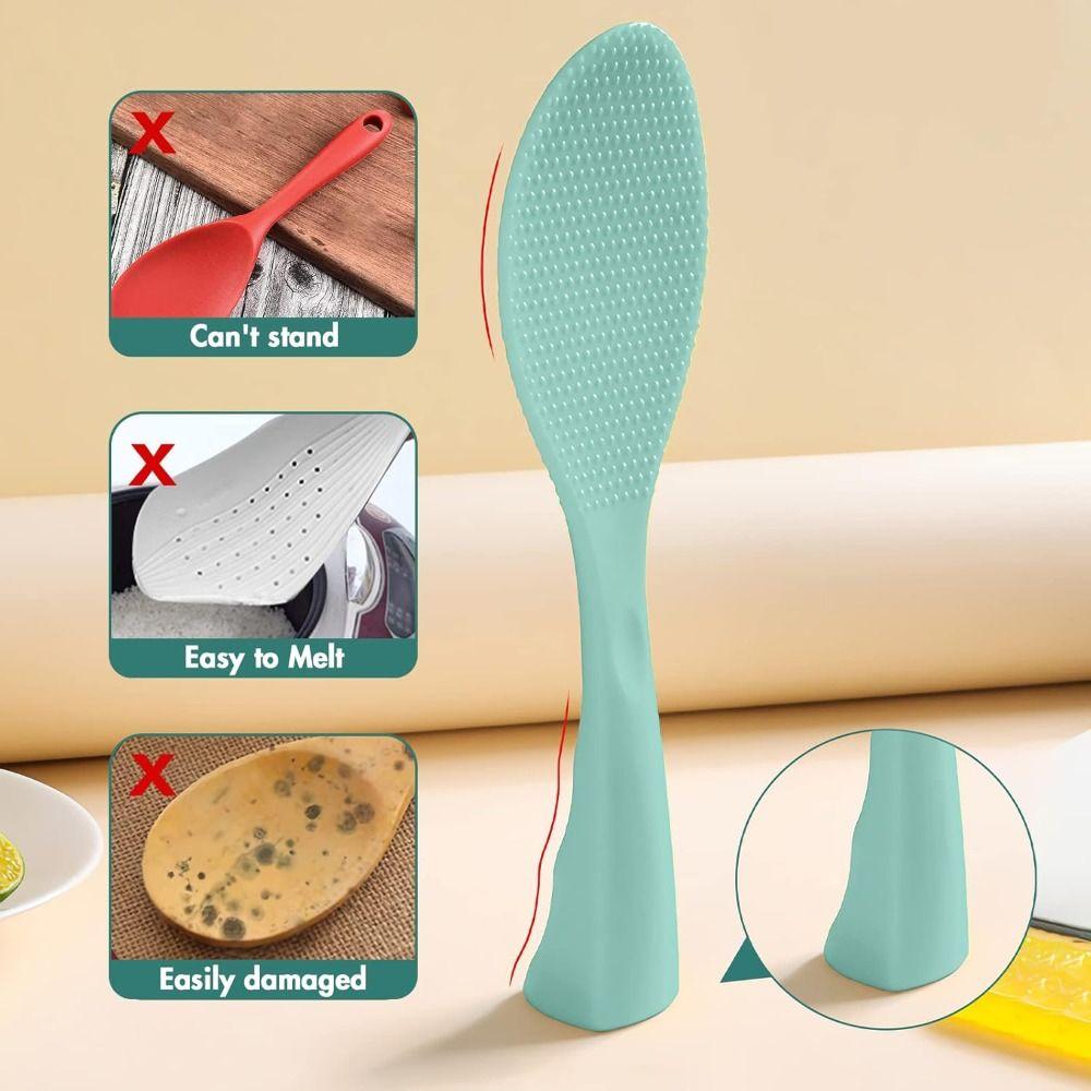 Silicone Vertical Rice Spoon Non-stick Protruding Particles Rice Serving Spoon Heat Resistant Standing Rice Paddle Canteen
