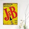 Piatto 2D, 1 pz. Cartello da Parete in Metallo Vintage - 20x30 cm Ferro Rustico Scotch Whisky & JB Decorazioni Retro con Arte della Bottiglia di Whisky, Tradizionale