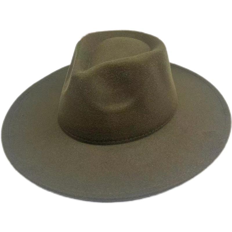British Hat Retro Woolen Hat Wide Brim Flat Top Top Top Hat Versatile Autumn and Winter Hat Trendy Sun Hat Felt Hat