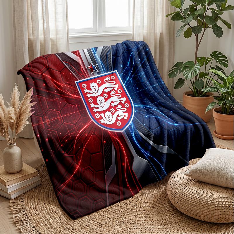England Football Printed Flannel Blanket Skin Friendly Warm Decorative Throw for Indoor Couch Bed Daily Use