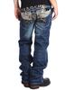 Vanson Jeans Emblem Wing Embroidered Distressed Denim Pants SP-B-10 (Size 32, Indigo)