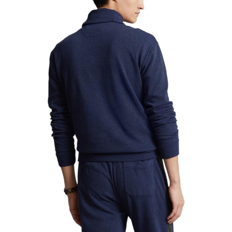Polo Ralph Lauren Solid Logo Embroidered Plain Knit Crew Neck Pullover Sweater Men Sweater Navy-Blue MNPOKNI16822215-410