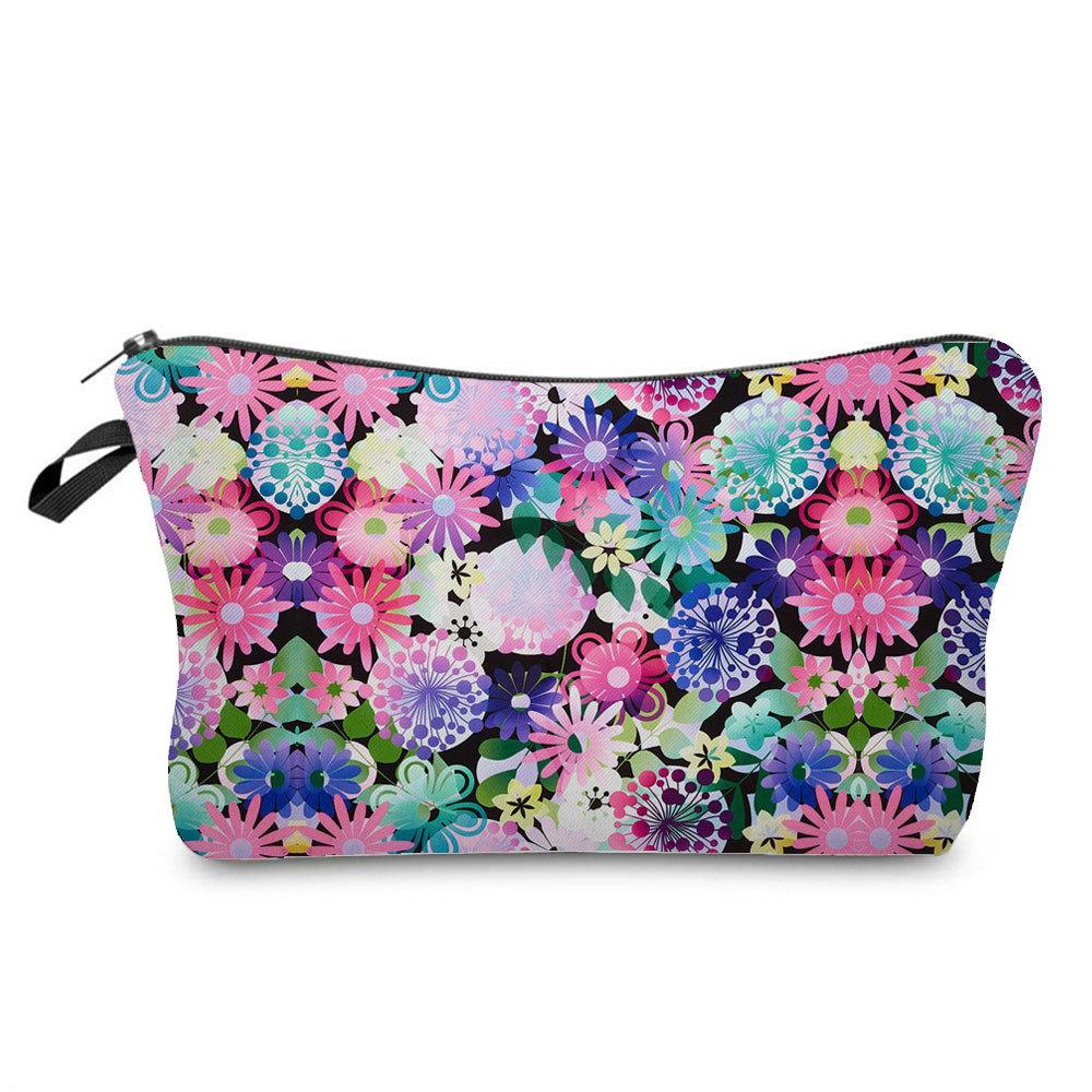 Women Flower Print Cosmetic Bag Toiletries Organize Travel Storage Case 6762 KTB