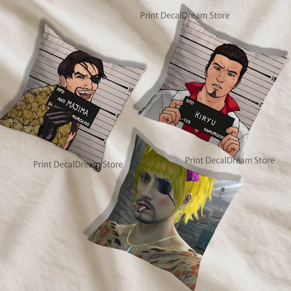 Japanese Game Y-Yakuza K-Kiryu Dragon Pillow Case For Sofa Decor Office Room Printing Cushion Cover Decorations and Protector