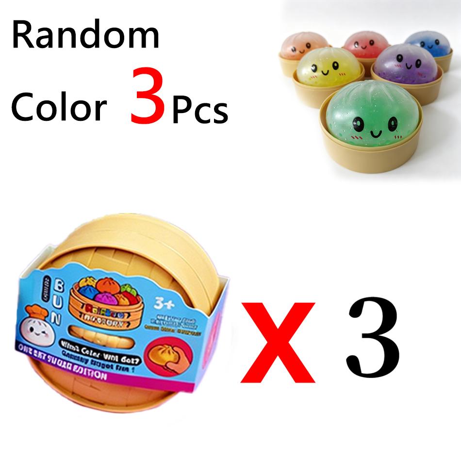 Random Color Beaded Dumpling Squishy Toy Rainbow  Blind Box Bamboo Steamer Squeeze Fidget Toy Party Stress Relief Gift