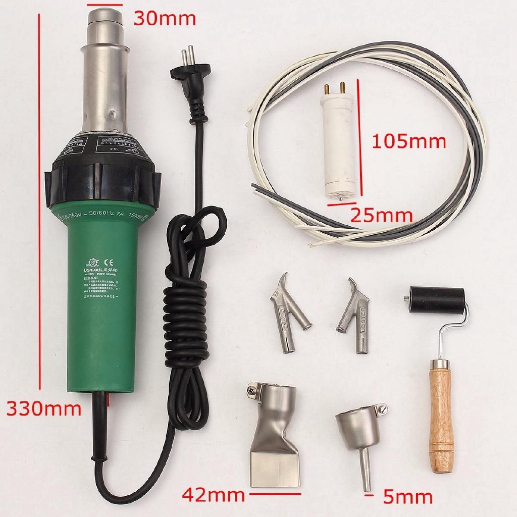 220V 1600W Welding Pistol & 2pcs Speed Nozzle & Roll Hot Air Torch Plastic Welder Heat Welding Tool