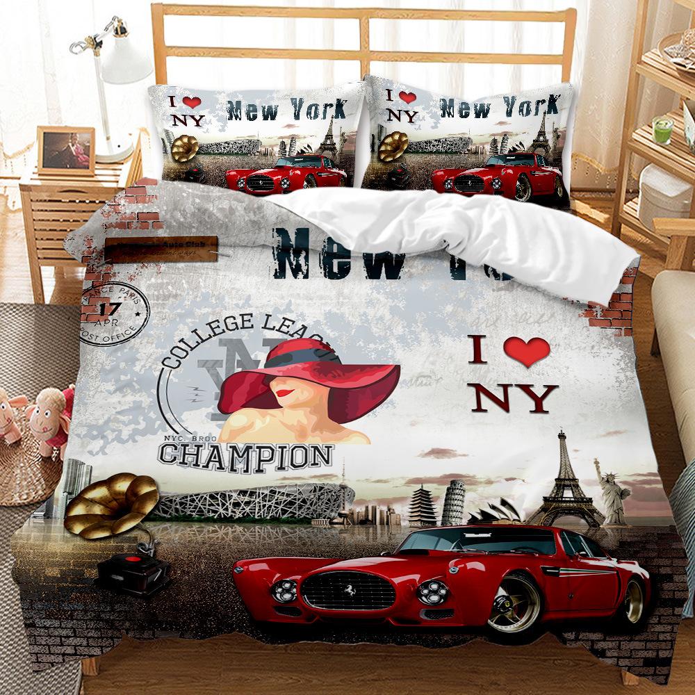 British men's American three-piece bedding set eBay3D digital printing quilt set cool