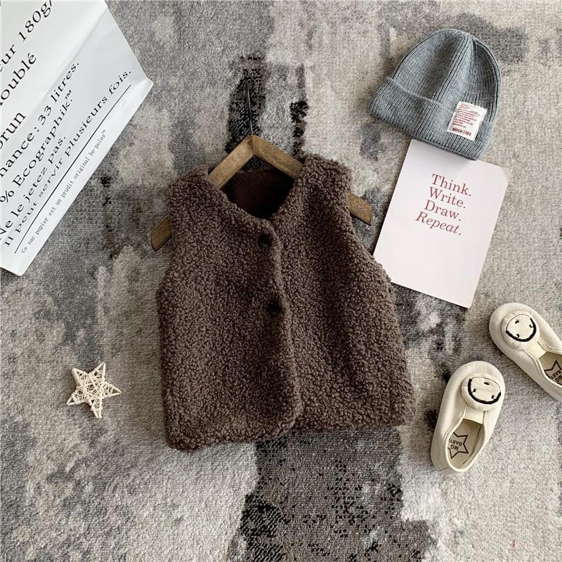 Girls Thickened Fleece Vest Winter Warm Sleeveless Jacket Baby Fashionable Waistcoat