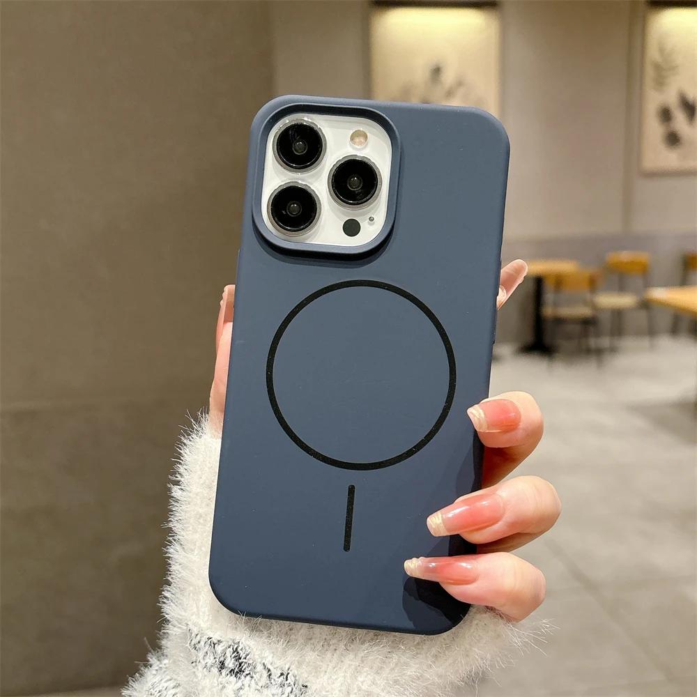 Luxury Skin Feel For Magsafe Phone Case For 17 16 Pro Max 15 14 13 12 Plus Wireless Charger Funda Silicone Cover
