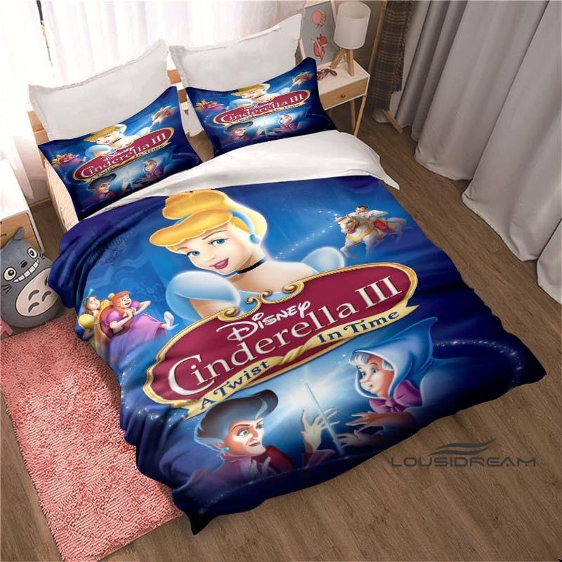 Cinderella-themed Duvet Cover and Pillowcase Bedding Set, Perfect for Boys' and Girls' Bedrooms, A Cartoon-themed Children's Gif