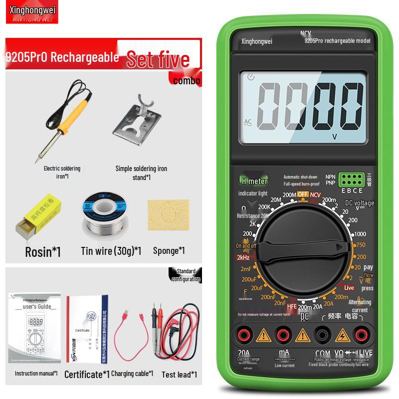 High-Precision DT9205 Digital Multimeter with Anti-Burn Protection for Electricians