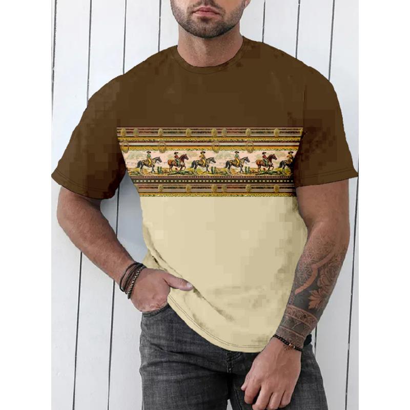 Vintage Grafikdruck Kurzarm T-Shirts Herren Frühling Sommer Lässig Kurzarm Rundhals T-Shirts Herren Mode Lockerer Pullover Top