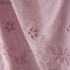 ZANZEA Women Casual Round Neck Short Sleeve Loose Patchwork Crochet Blouse