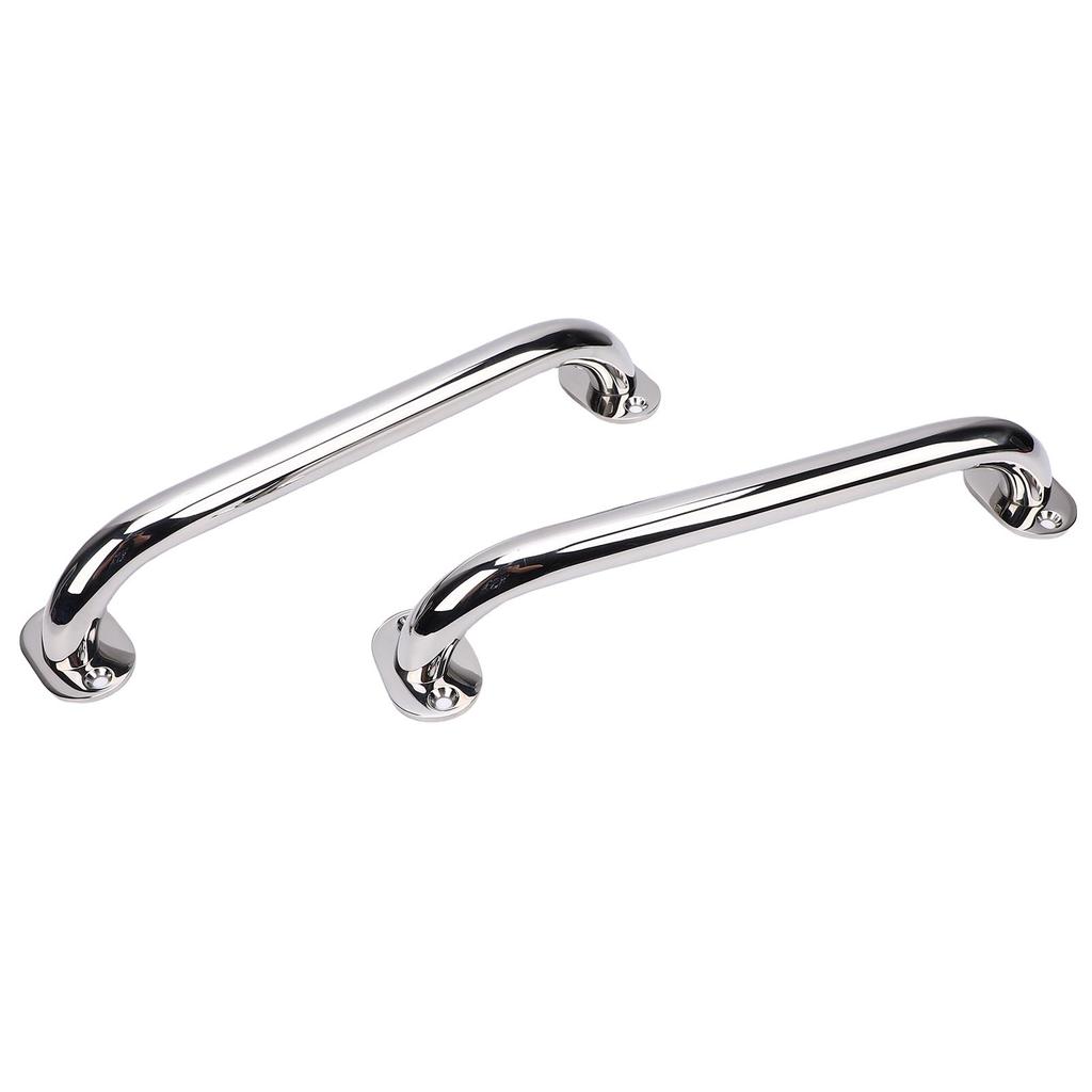 2PCS Alças de Apoio para Barco 12 Polegadas Aço Inoxidável Polido Pesado Alça de Corrimão para Barco com Flange e Parafuso para Iate