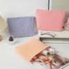 Compact Travel Makeup Bags for Women Vertical Striped Portable Cosmetic Storage
