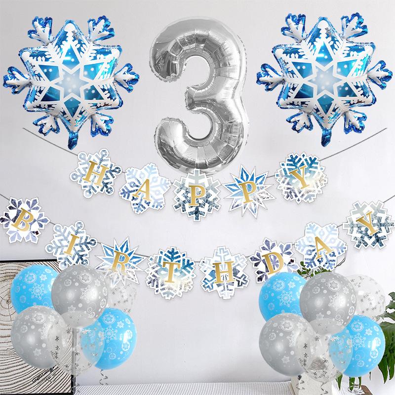 Christmas Snowflake Aluminum Film Balloon Set 32 Inch Digital Flag Children'S Birthday Party Decoration