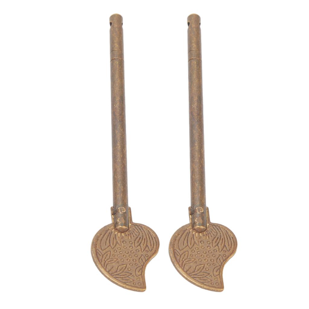 2 Pcs Door Latch Locking Pin 11cm Leaf Shape Retro Style Brass Cabinet Key Latch Bolt Locking Pin