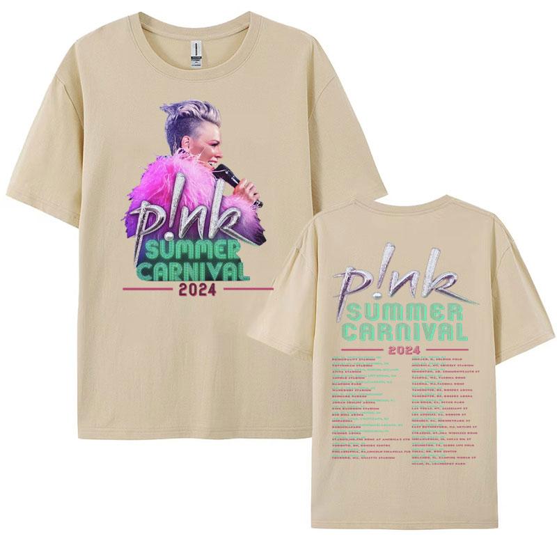 Pnk Pink Singer Summer Carnival 2024 Festival WORLD Tour Tee Shirt Womens Men Clothing Aesthetics Oversized Tshirt Streetwear