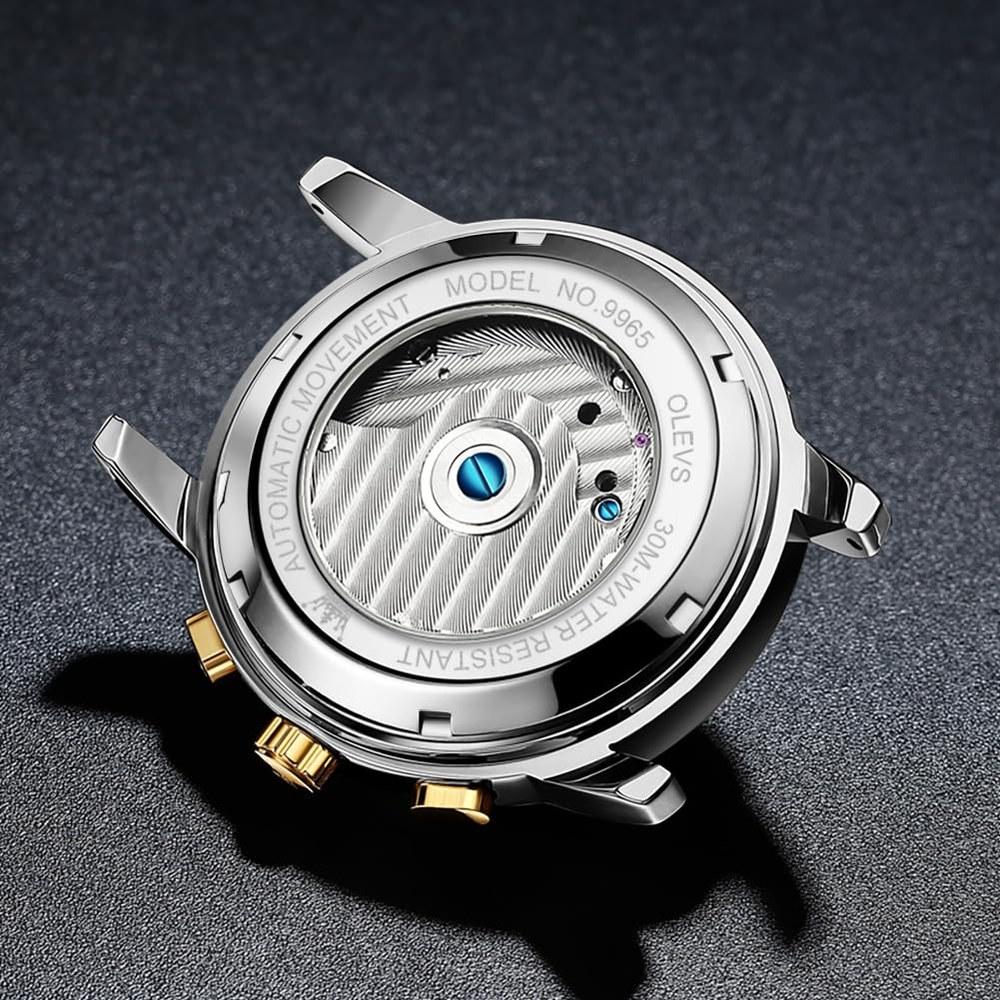 OLEVS Men's Automatic Hand-Winding Mechanical Watch Waterproof Luminous Stainless Steel Business Fashion Gentleman Watch