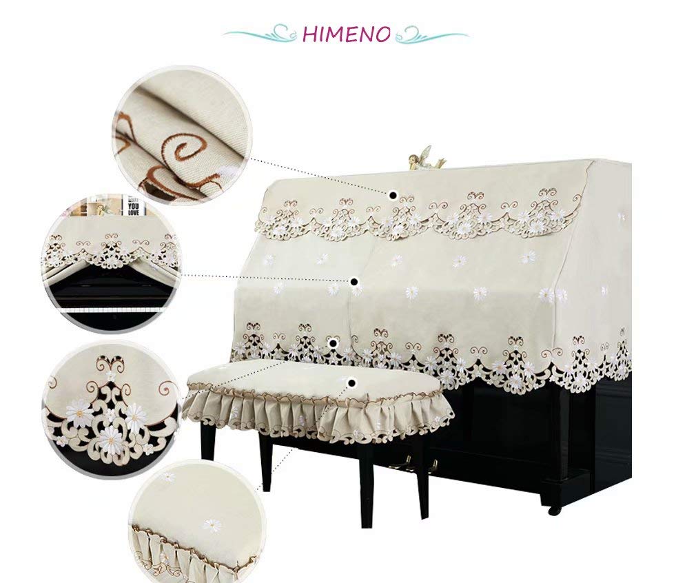 Upright Piano Cover Dustproof Cover for pianos with openings Cute Floral Embroidery Piano European Chair Half Nordic Piano Cover HIMENO (Suitable