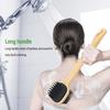Bath Brush Double Sided Silicone Bristle Shower Brush Bamboo Wood Long Handle Back Scrubber Brush with Lanyard for Deep Cleaning Exfoliating