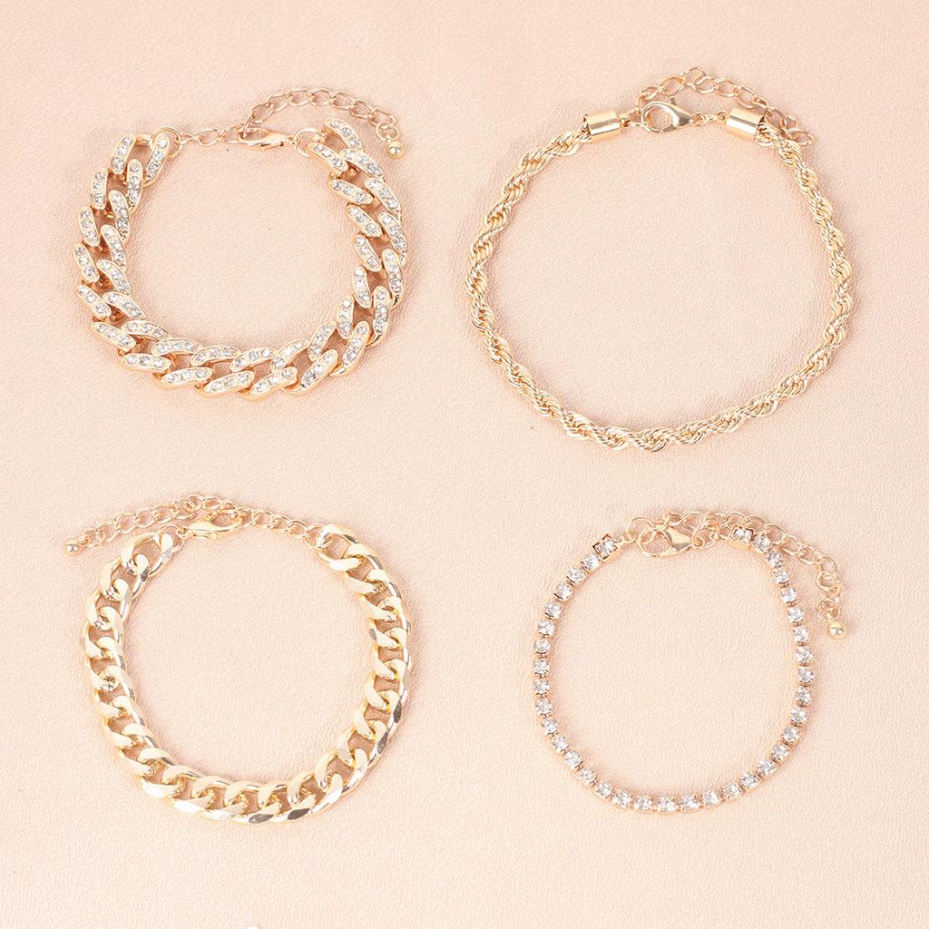 European and American metal Cuban chain hip-hop bracelet ins personalized niche design cold wind jewelry set