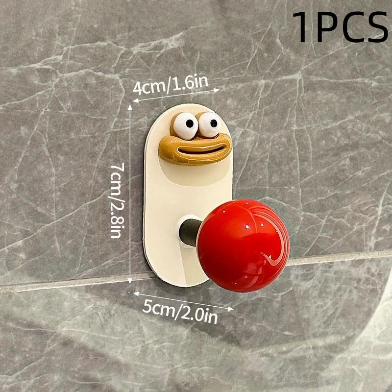 Cute Dopamine Bathroom No Punching Strong Load-bearing Adhesive Hook Home Wall Mounted Hanger Bathroom Clothes Cap Kitchen Hook