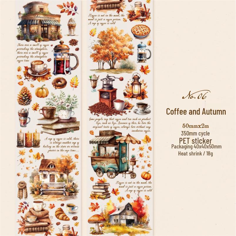Yanji PET Tape - River of Time: French Romantic Journal Stickers, 6 Styles