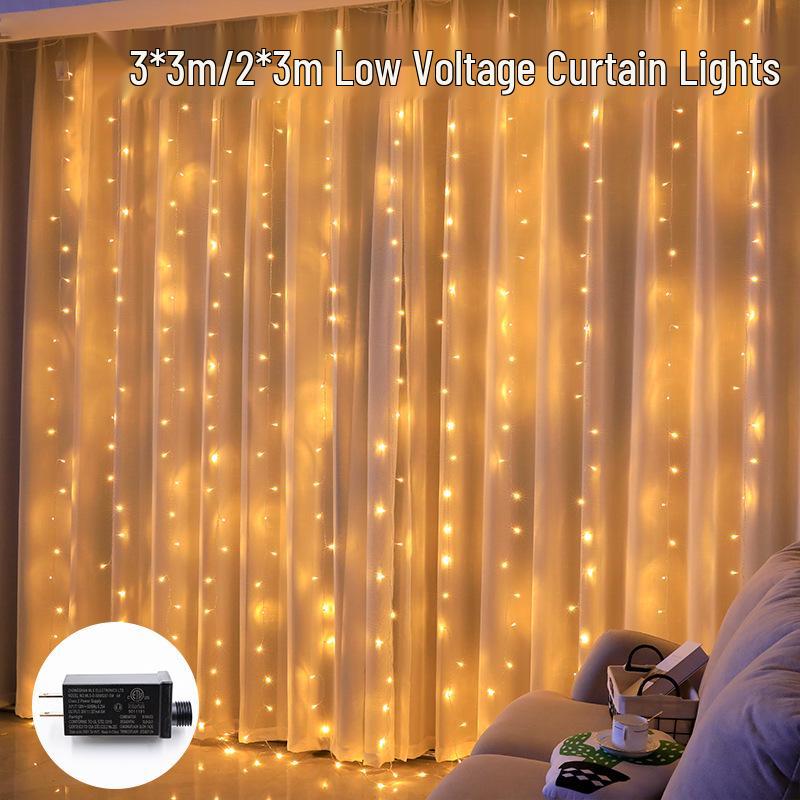 

LED Curtain Lights, Christmas Icicle Decorative Flashing String, Colorful 3x3 Meters, UL US Standard Flashing Battery Box USB 3x1